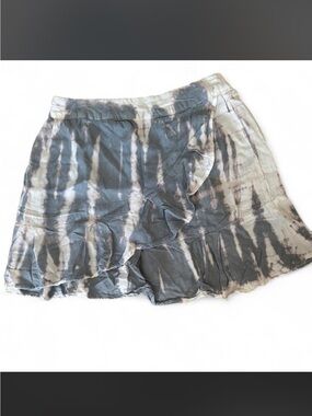 Tie-Dye Ruffle Mini Skirt- Gray/Cream